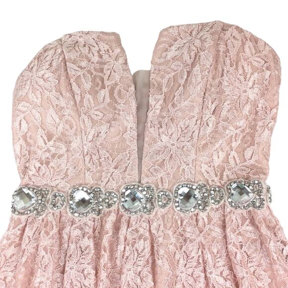 Shimmer Blush Pink Lace Party Strapless Dress 5 Barbie - Picture 3 of 8